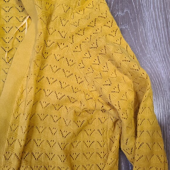 Marled Reunited Clothing Mustard Yellow Knit Long Open Front Duster Cardigan 1X - Picture 4 of 5